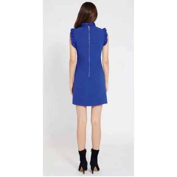 Alice + Olivia NWT 'Elsa' Ruffle Collar Mini Dress in 'Ultramarine' Blue Size 4 - Picture 2 of 16